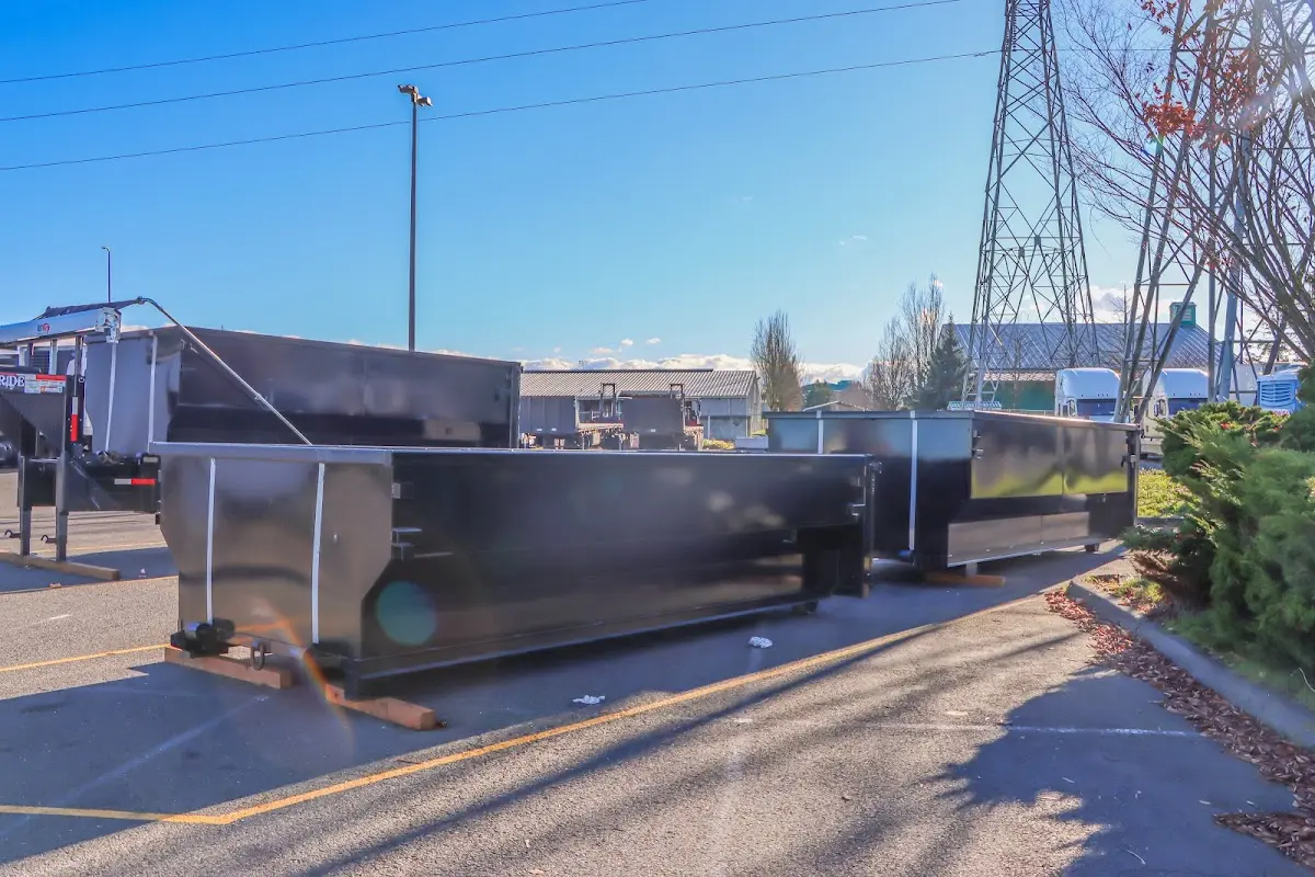 Roll-off dumpster ready for waste disposal at job site for Construction Dumpster Rental in Caernarvon